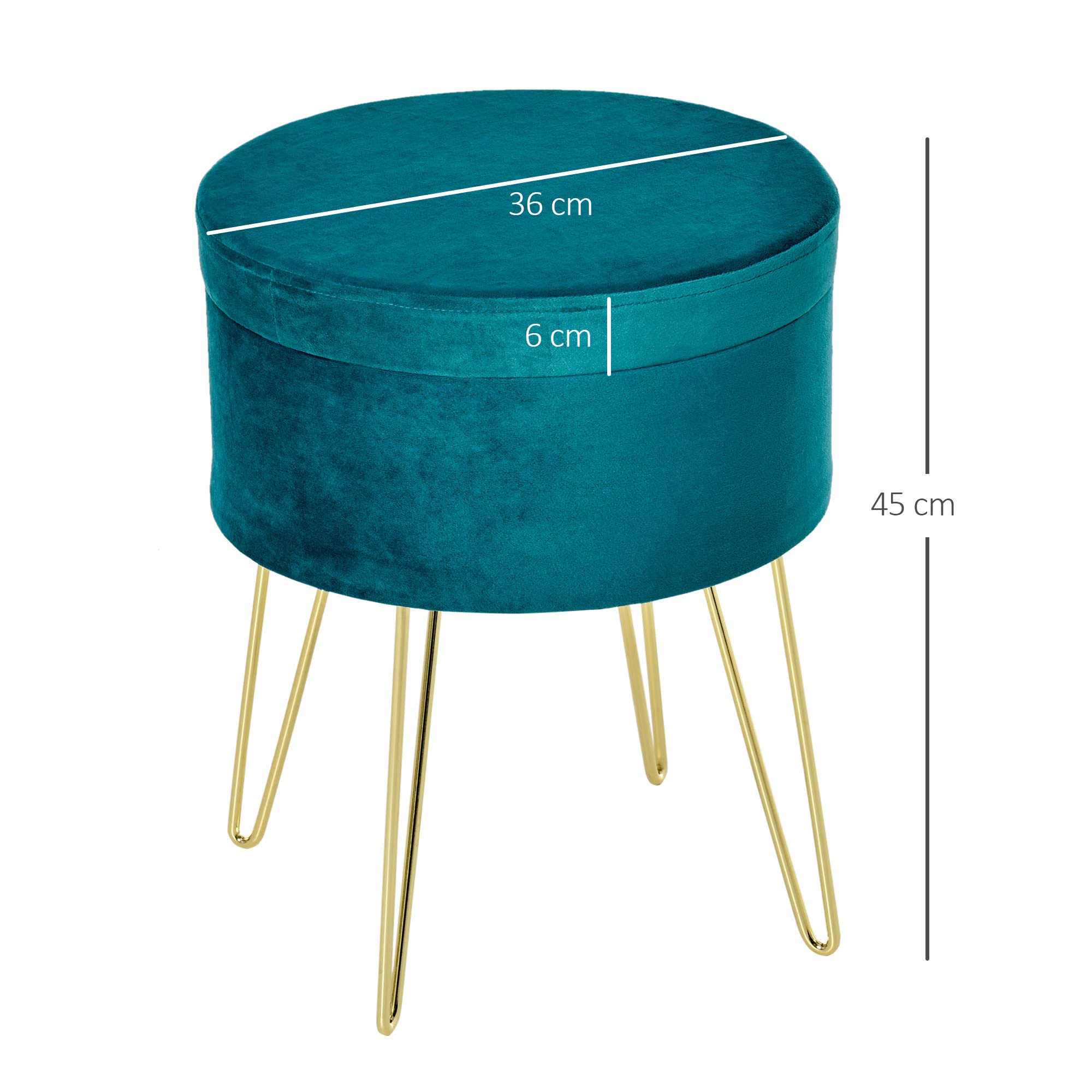 Pouf Poggiapiedi YMYNY In Velluto Teddy 40x30x47 Cm - Sgabello Con Contenitore, Blu - Foto 2