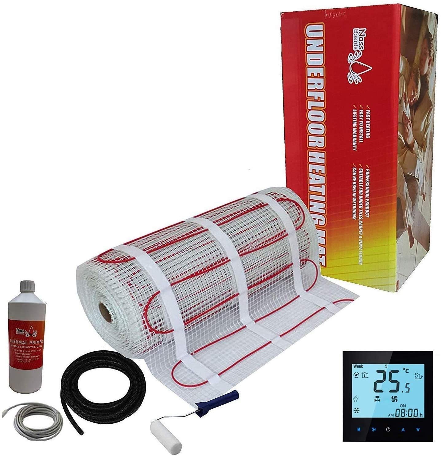Electric Underfloor Heating kit 150w - 9.0m2 - Black WiFi Thermostat