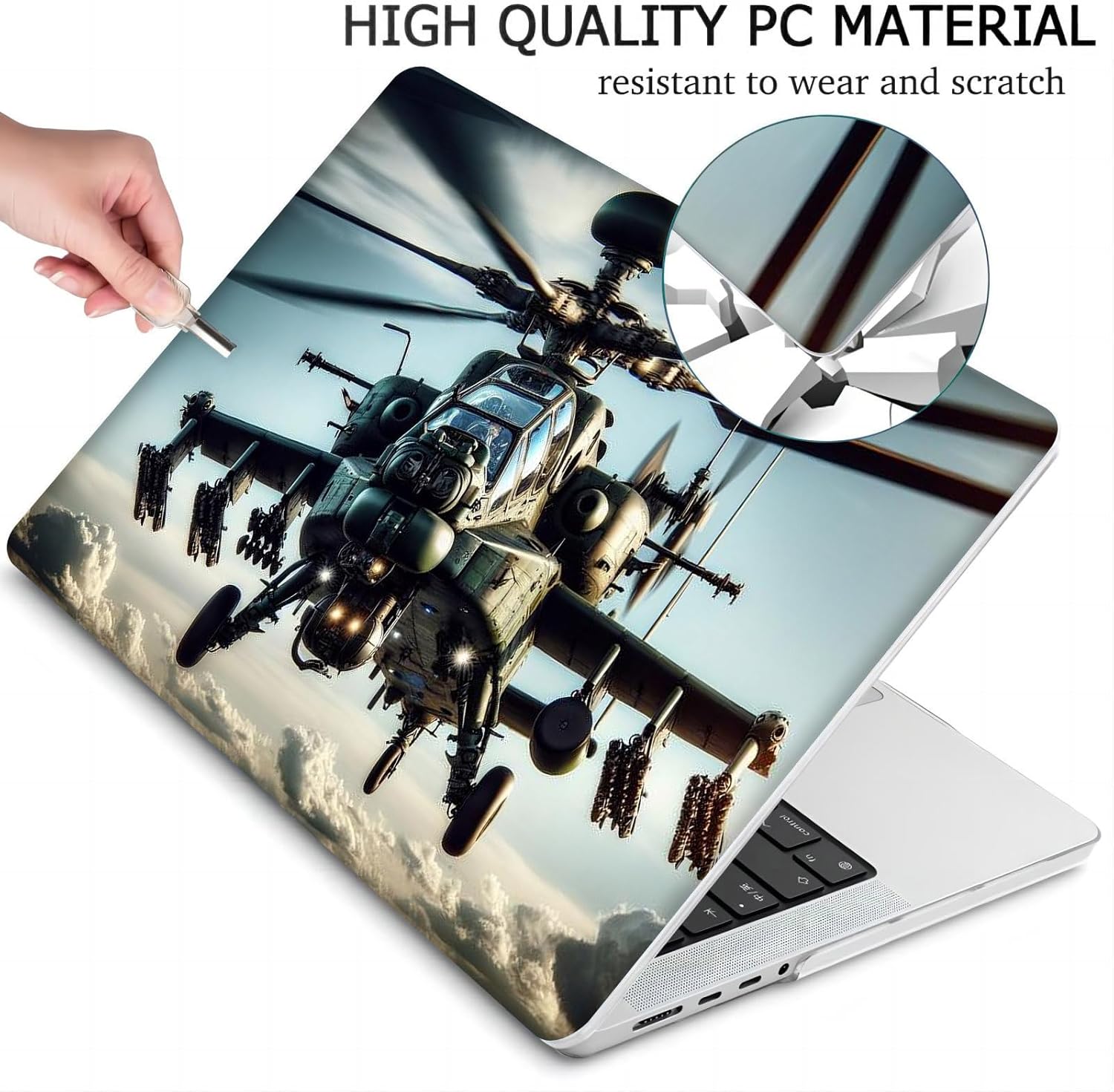 Compatible with MacBook Neo 13-inch, Hard Shell Case with Keyboard Cover and Screen Protector (A3404 A18 Pro chip, 2026 Release) - Helicopter MC22485