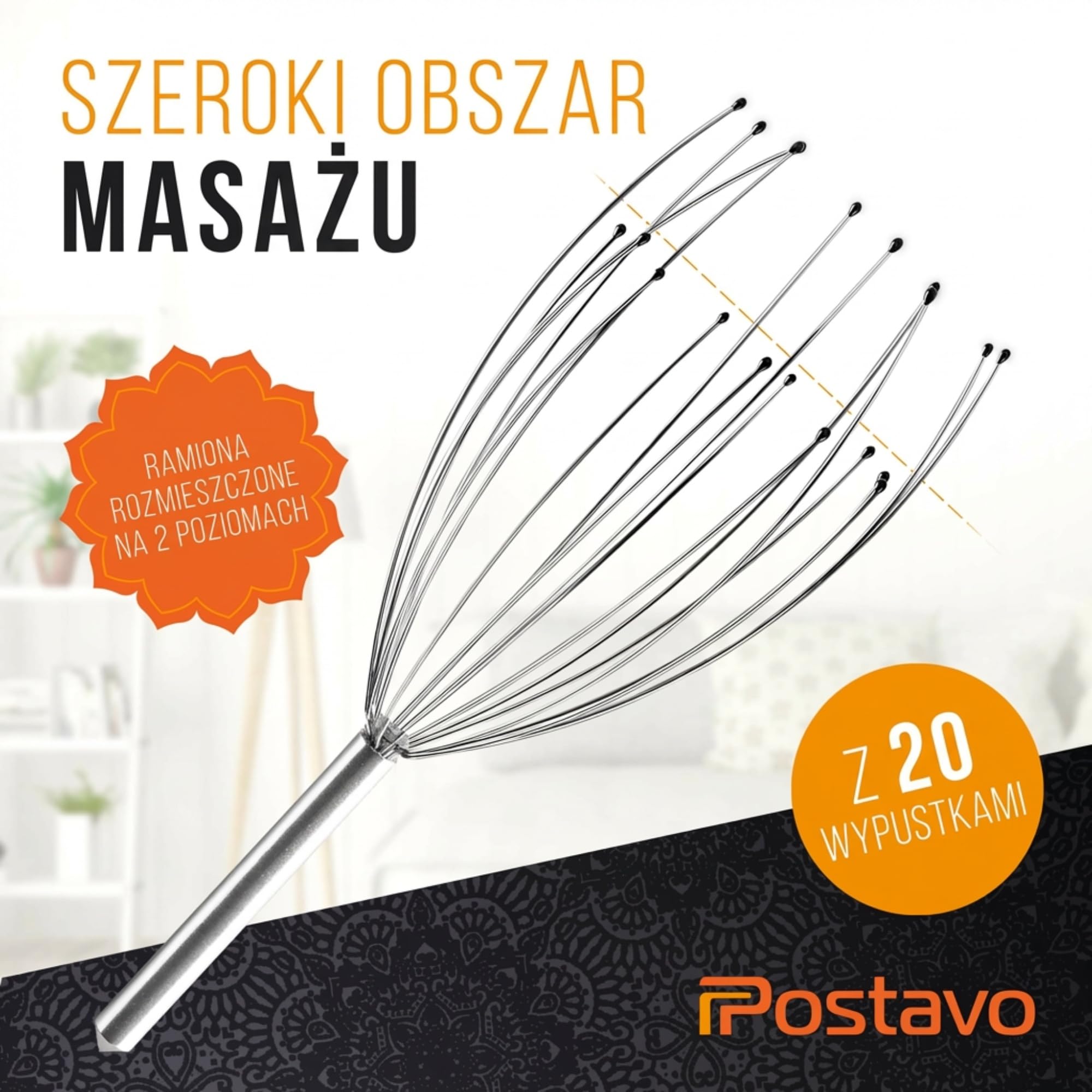 [Oryginalny] masażer głowy pająk – urządzenie do masażu głowy z 20 palcami – zapewnia doskonały relaks i lepsze ukrwienie – szczotka do masażu skóry głowy z ergonomicznym uchwytem ze stali
