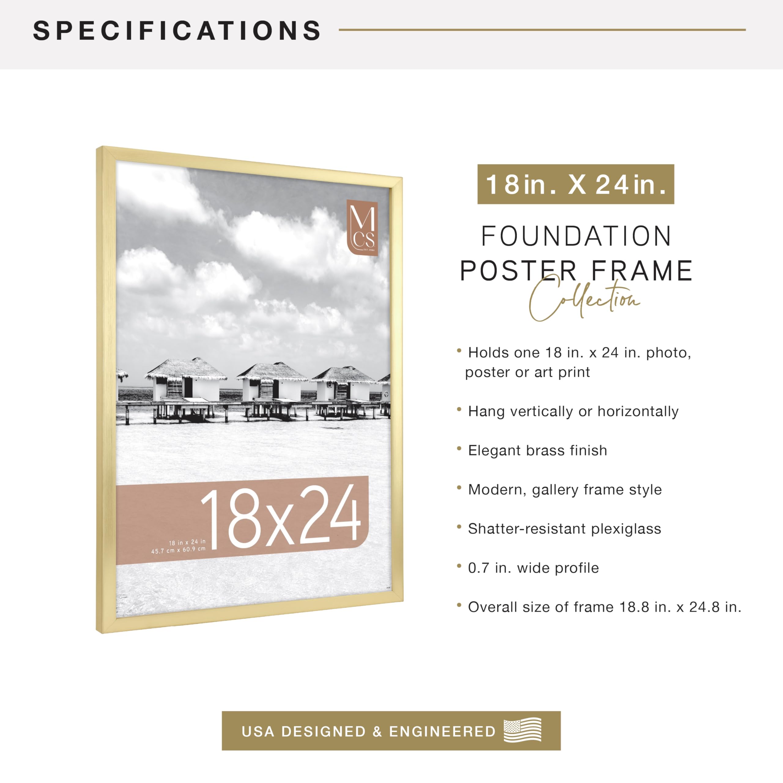 MCS, Brass Gallery Foundation - Cornice per poster, 40 x 50 cm, 40 x 50 cm