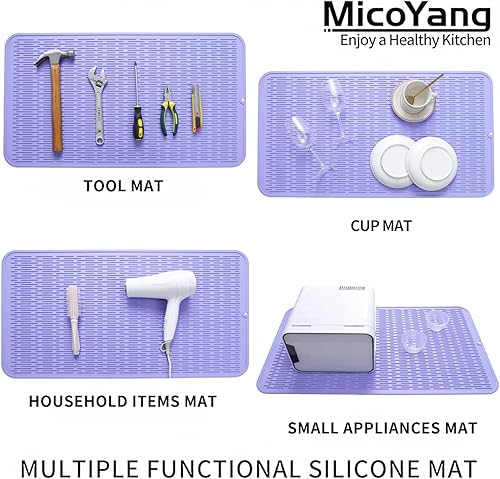 Miniatura 1175 de Tapete de silicona para secado de platos para múltiples usos, fácil de limpiar, ecológico, resistente al calor, tapete de silicona para encimera