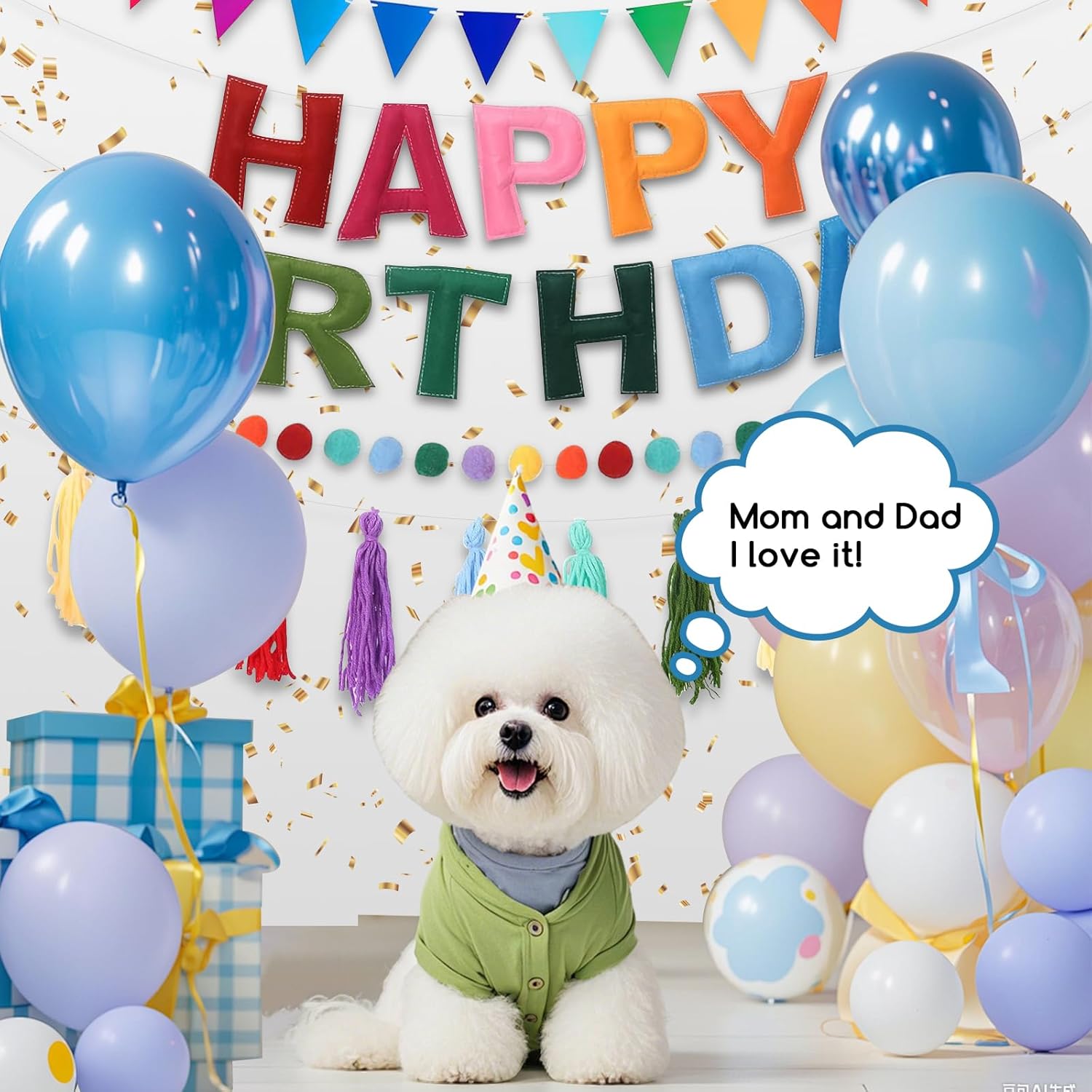 Happy Birthday Banner Set, Pre Strung Reusable Felt 3D Happy Birth Day Sign, Pompom Garland, Tassel Garland, Bunting Flags & Ballon for Birthday Party Decorations for Women Men Boys Girls