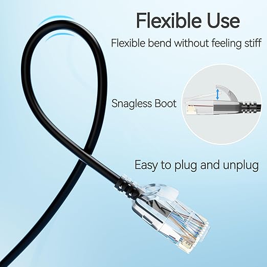 Cable de Red Cat6a Slim 0.5 pies 10 unidades Negro miniatura 5