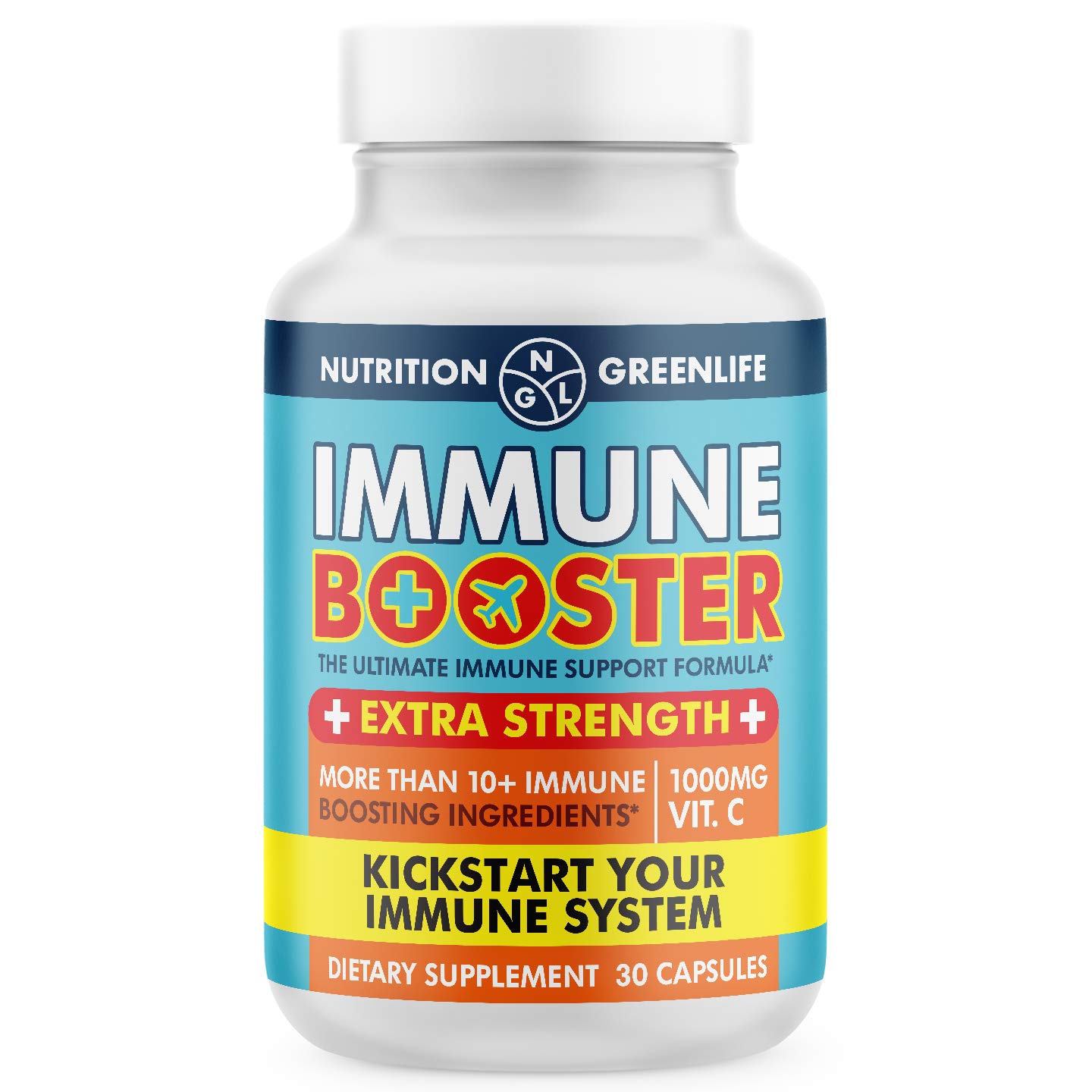 Immune Booster - Extra Strength Immune Support with Vitamin C, Zinc, Iodine, Copper, VIT E, Beta Glucan, Garlic, DMG, Grape Seed, ALA, Maitake Mushrooms, Tetrahydrocurcuminoids, Ginger Root - 30 Ct