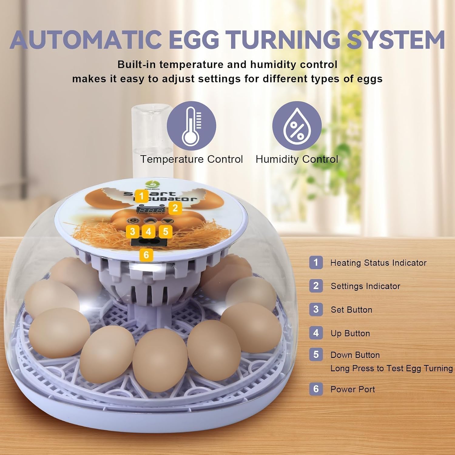 Gen I - 12 Egg Automatic Incubator, Steady Humidity with Auto-Refill, Stable Temp Control, Auto Egg Turning, Candler, Real-Time Display for Hatching Chicken, Goose, Duck, Quail, Pigeon, and Turkey