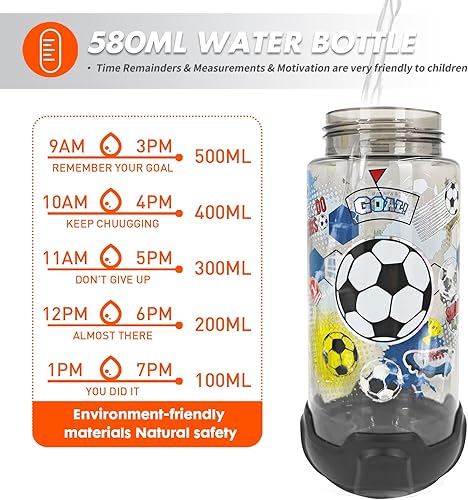 Miniatura 5 de Botella de agua para niños con cordónfunda para la escuela, niños, niñas, niños, botella de agua potable sin BPA de 20 onzas, apertura de un clic,