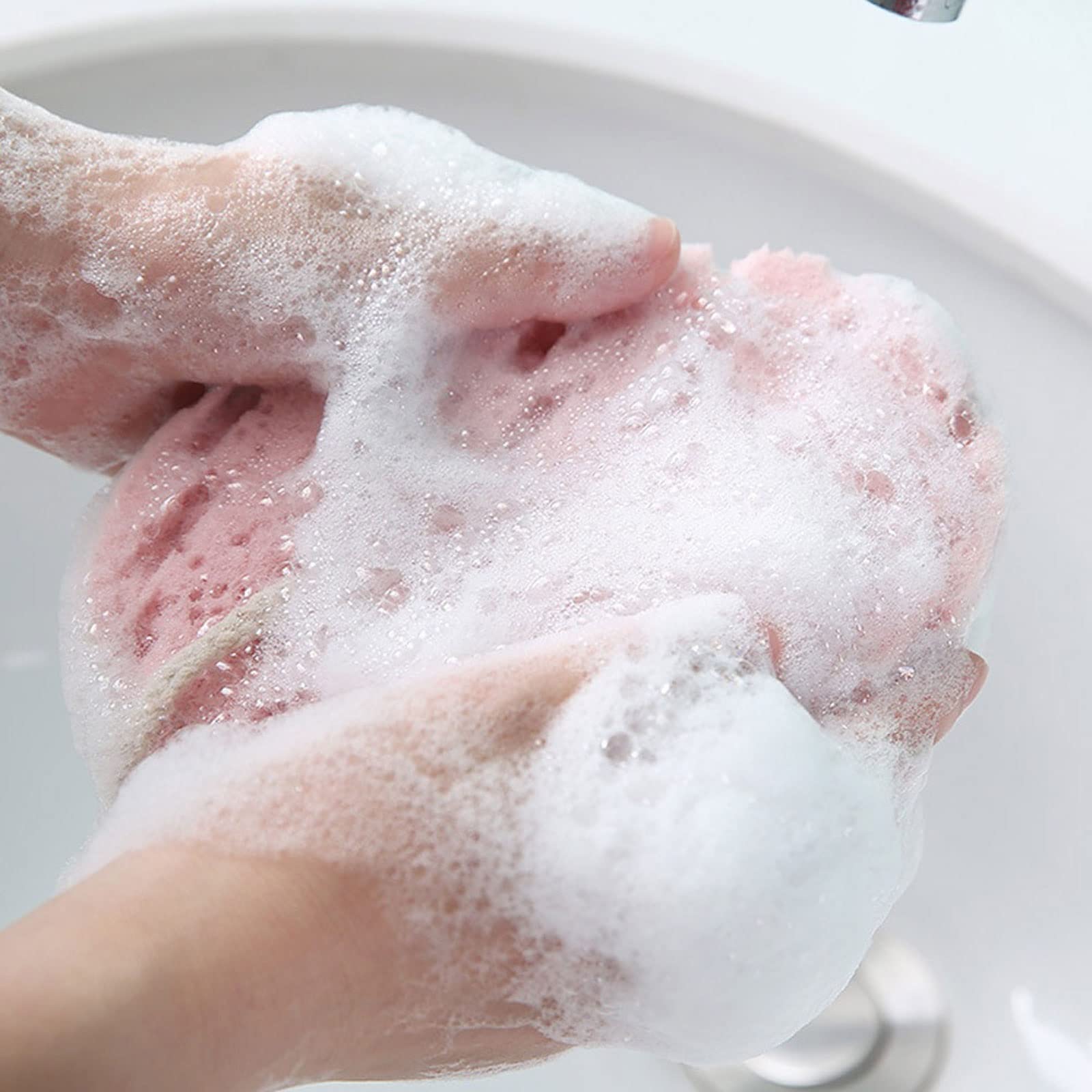 Cepillo en seco, 1 esponja espumosa de baño de tres capas, suave, exfoliante, masaje, limpieza corporal, accesorios de baño (1 pieza rosa)