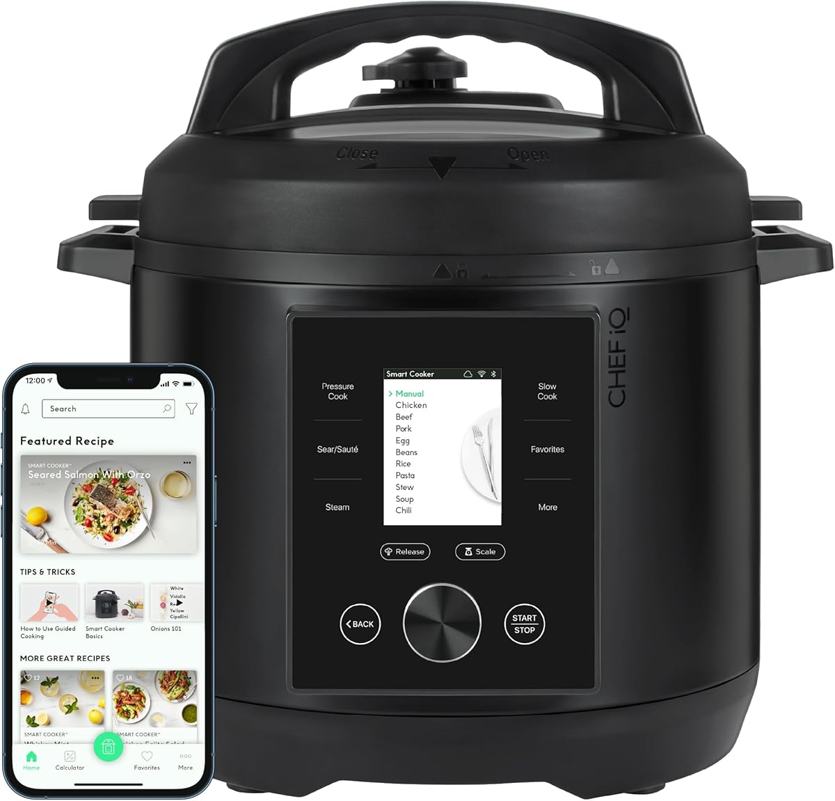 CHEF iQ Smart Pressure Cooker with WiFi and Built-in Scale - Easy-to-Use 10-in-1 Multicooker with 500+ Guided Recipes - Rice Cooker, Slow Cooker, Instant Meals for Foodies - 6 Quart - Family Size : Everything Else