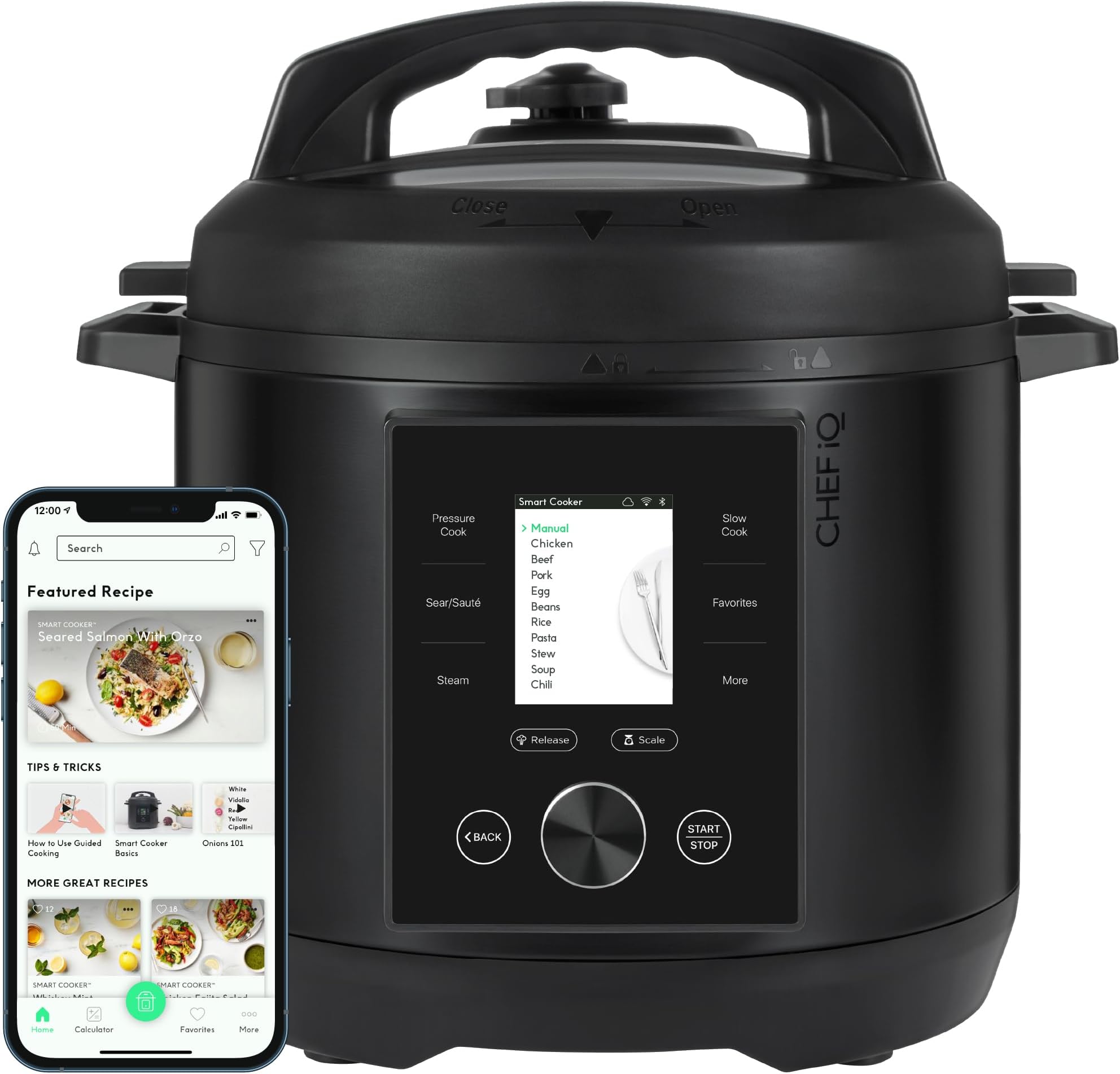 Smart Pressure Cooker with WiFi and Built-in Scale - Easy-to-Use 10-in-1 Multicooker with 500+ Guided Recipes - Rice Cooker, Slow Cooker, Instant Meals for Foodies - 6 Quart - Family Size