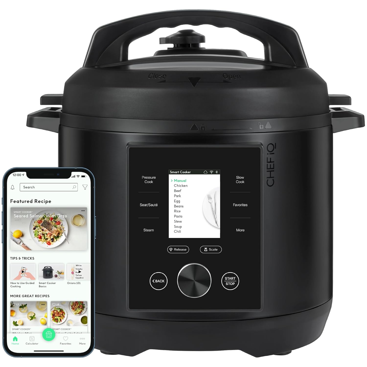 CHEF iQ Smart Pressure Cooker with WiFi and Built-in Scale - Easy-to-Use 10-in-1 Multicooker with 500 Guided Recipes