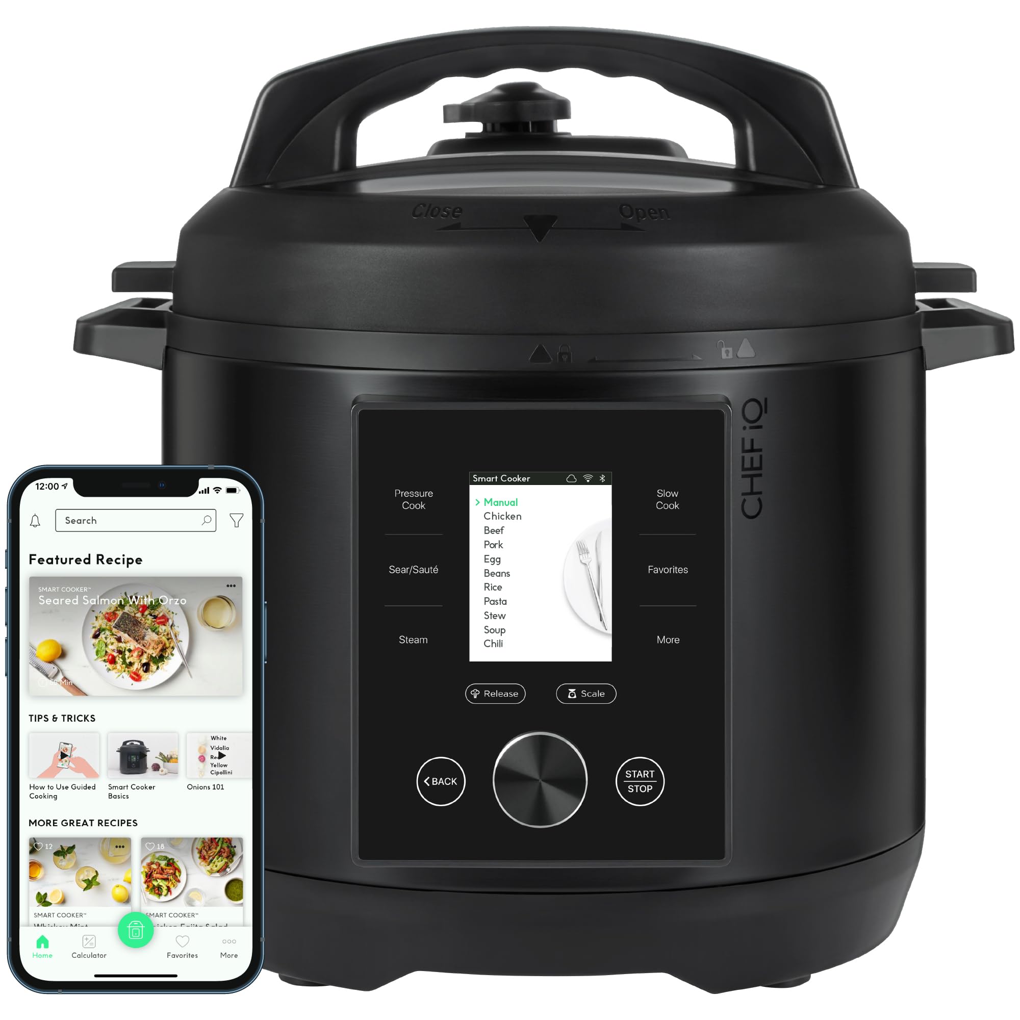 CHEF iQ Smart Pressure Cooker with WiFi and Built-in Scale - Easy-to-Use 10-in-1 Multicooker with 500+ Guided Recipes - Rice Cooker, Slow Cooker, Instant Meals for Foodies - 6 Quart - Family SizeCHEF iQ Smart Pressure Cooker with WiFi and Built…
