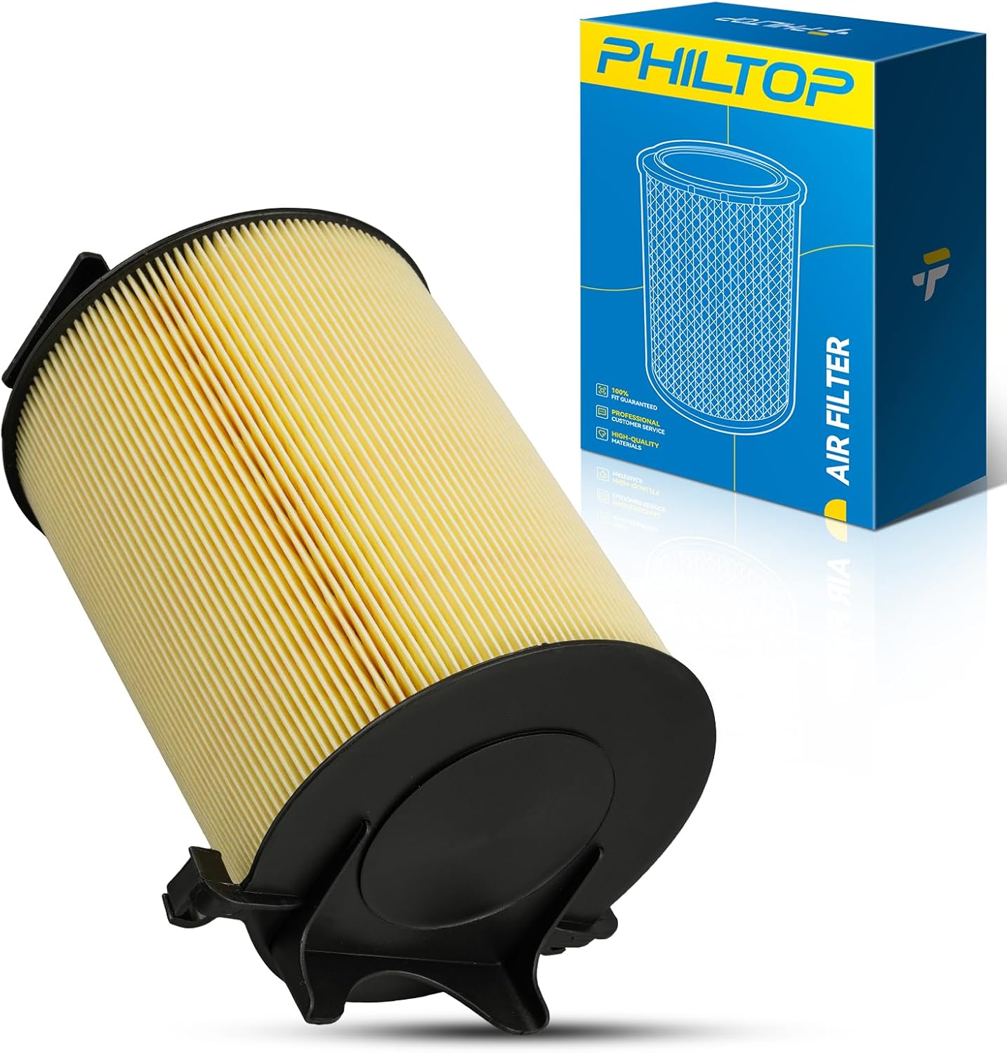 PHILTOP Engine air filter CA9800 Replacement for 2011-2015 Jetta 2.0L, Round Plastisol Air Filter