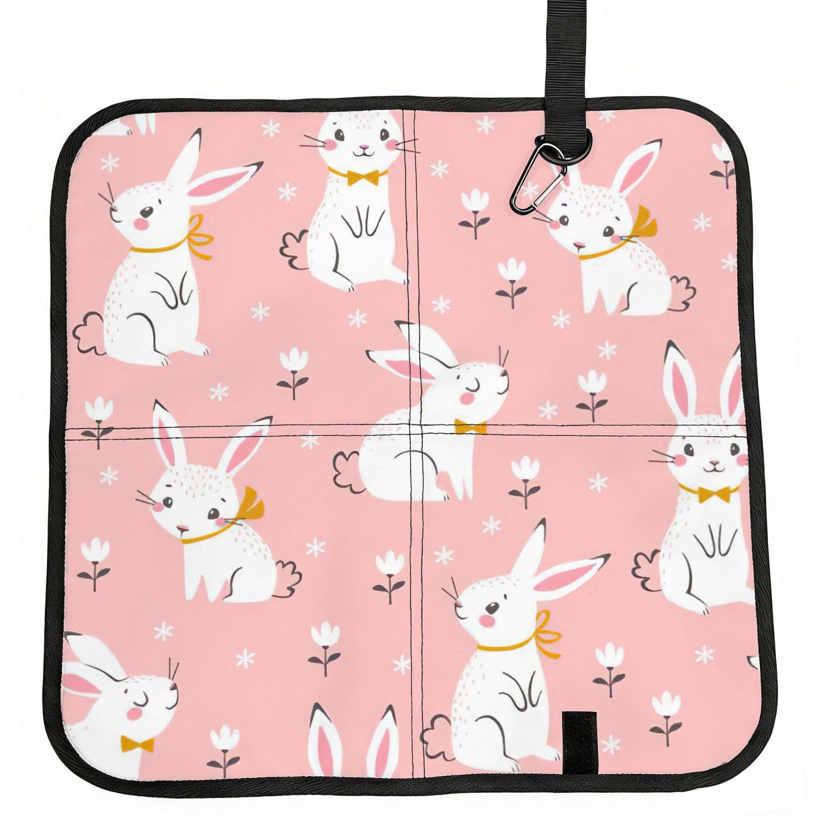 bghdfa Cute White Rabbit Print Outdoor Sitting Mat Waterproof Oxford Cloth Seat Cushion Folding Foam Camping Seat For Picnic