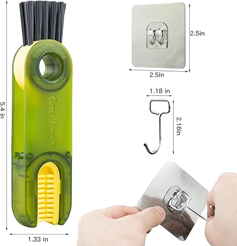 Miniatura 2 de Grand Kitchen - Cepillo de limpieza multifuncional 3 en 1, tapa de taza y herramienta de limpieza de botellas de agua (verde)