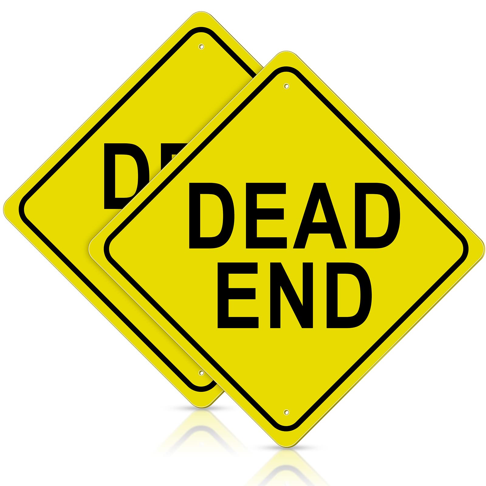 2 Pcs Dead End Sign 12"x 12" Aluminum Reflective Sign Rust Free Prismatic UV Protected and Weatherproof