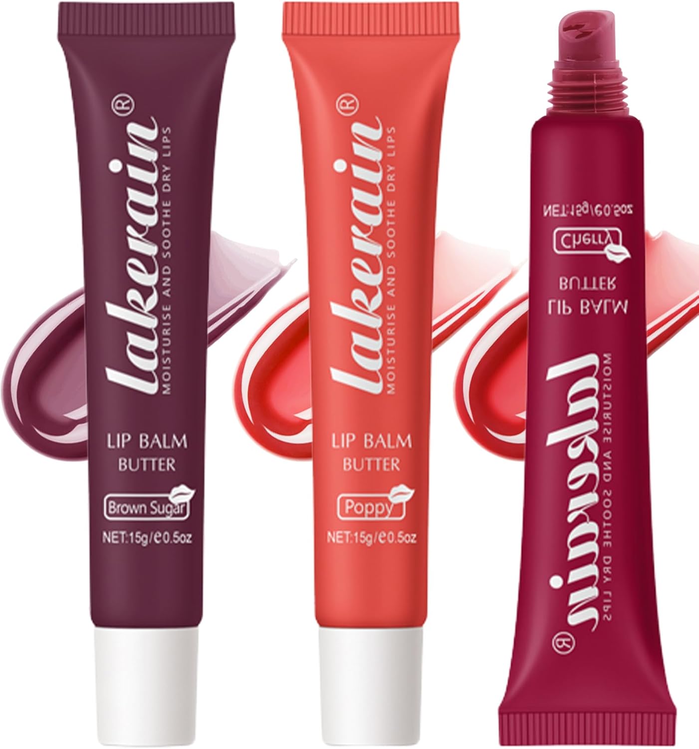 Hydraterende lippenbalsem, set van 3 kleuren, plantaardige lippenbalsem, hydraterende lipbehandeling, lipbalm, voedende lippenverzorging voor het verlichten van Kerstmis, lippenrimpelset B
