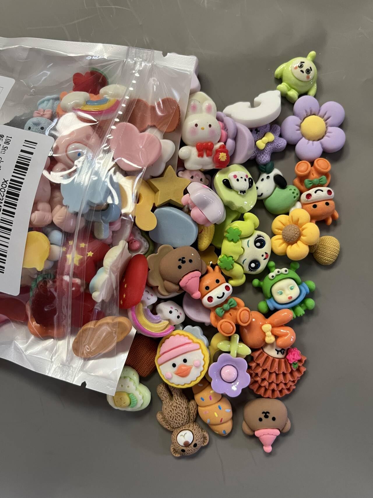 100 Breloques à Ongles Kawaii En Résine à Dos Plat, 1,5 Cm