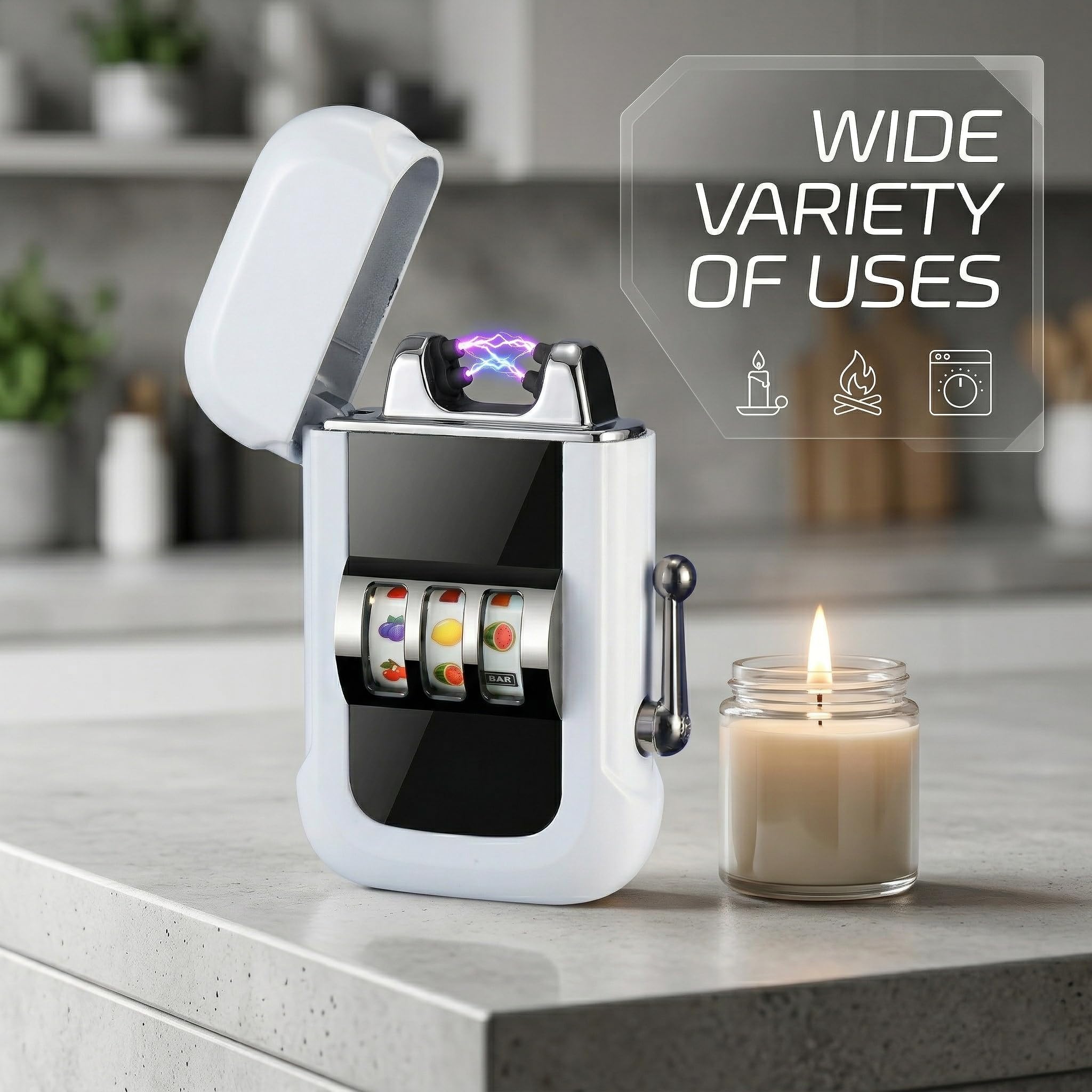 Encendedor de plasma que brilla en la oscuridad, diseño retro de máquina de frutas, encendedor eléctrico recargable, gadget genial, relleno de calcetines, regalo único para hombres
