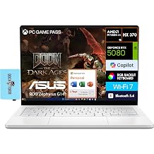 ASUS ROG Zephyrus G14 AI Gaming Laptop 14.0" 2.8K AMD Ryzen AI 9 HX 370, GeForce RTX 5080 16GB, 32GB LPDDR5X, 2TB SSD, Win 11 Home w/MS 365 Personal, DKZ USB Port Expander