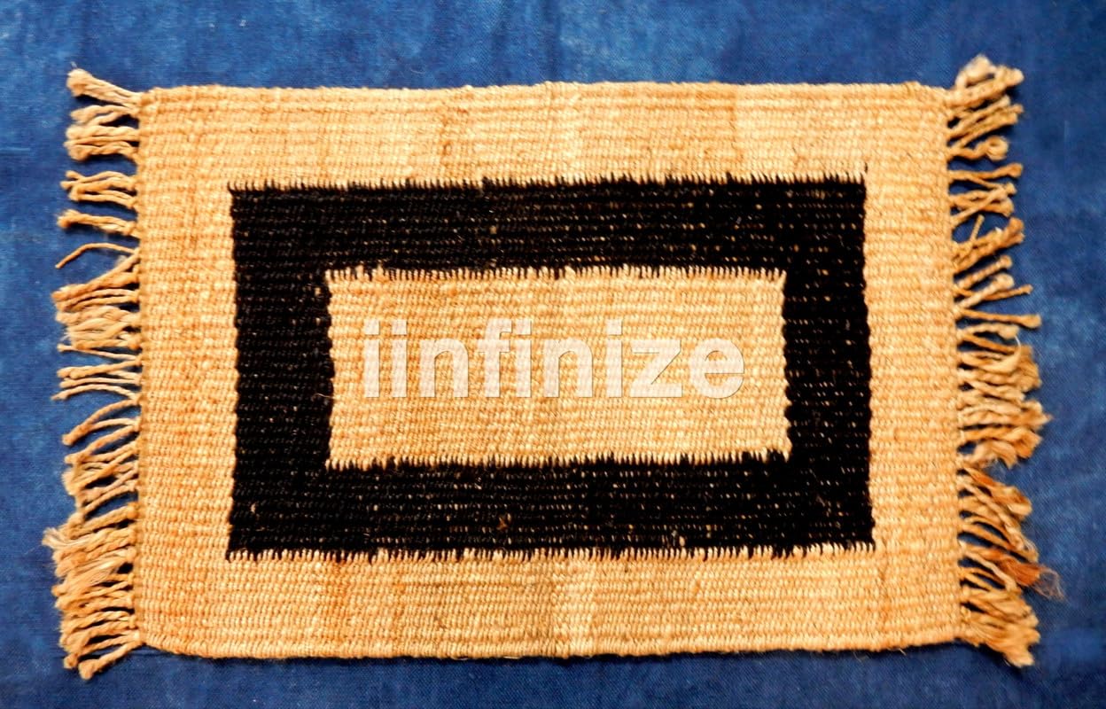 Tapis bohème en jute pour méditation et yoga design 61 x 91 cm