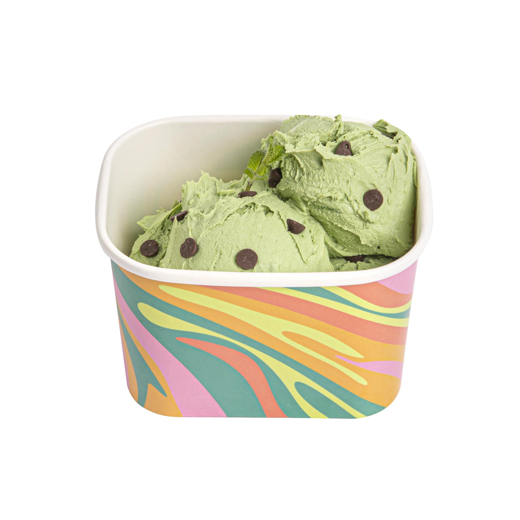 Coppetta 12 Ounce Dessert Cups, 200 Greaseproof Ice Cream Cups - Lids Sold Separately, For Hot And Cold Foods, Psychedelic Sunrise Paper Yogurt Bowls, Disposable, Sturdy - Restaurantware