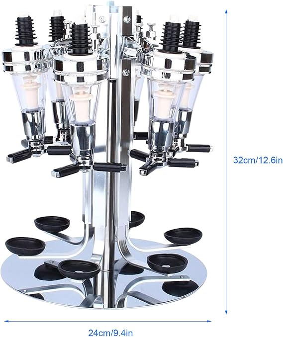 Revolving Alcohol Caddy Alcohol Liquor Dispenser Bar Dispenser Bottle Liquor Dispenser Bar Rotating Liquor Holder 6 Bottle Professional Alcohol Dispenser Station