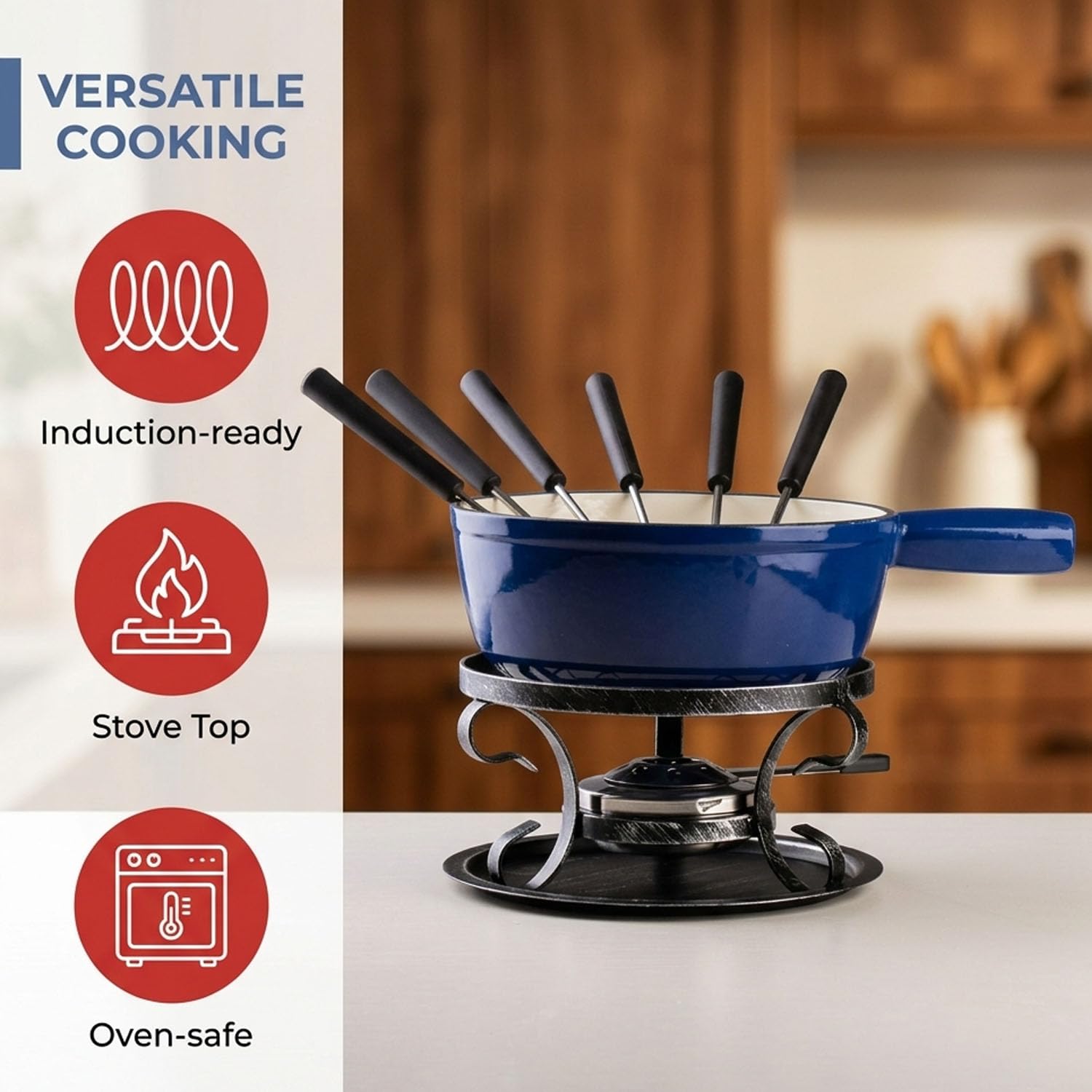 Artestia Gietijzeren kaasfonduepondueset voor chocoladefonduepan camping fondueset met 6 fonduevorken, 11-delige kaasfondueset voor 6 personen (roze), AR-84016, AR-84017, AR-84018 Artestia Gietijzeren kaasfonduepondueset voor chocoladefonduepan camping fondueset met 6 fonduevorken, 11-delige kaasfondueset voor 6 personen (roze), AR-84016, AR-84017, AR-84018