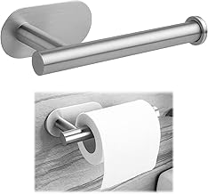 Self Adhesive Toilet Roll Holder Without Drilling, Modern Design Stainless Steel Unroll Brake for One Hand, Silver