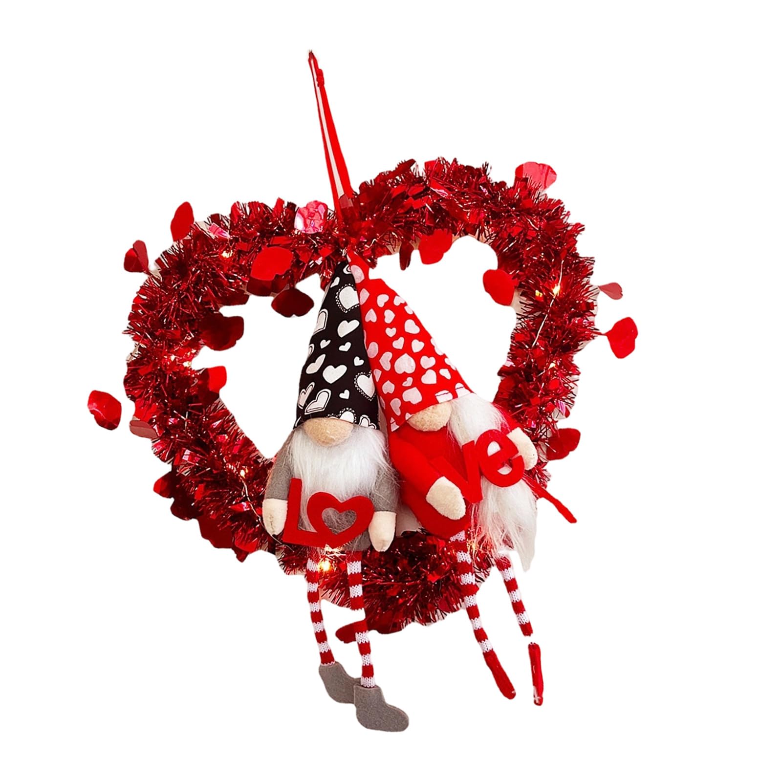 Buxuaaaa Valentine ' s Day Door Wreath for Dorms Apartments Decorative Garlands for Parties and Gatherings LED Heart Door Wreath with Soft Glows for Valentine Parties and Home Decor