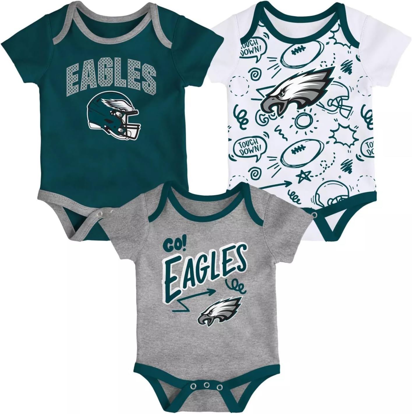Outerstuff Pro Football Newborn Infant All Day Play 3 Pack Creeper Set