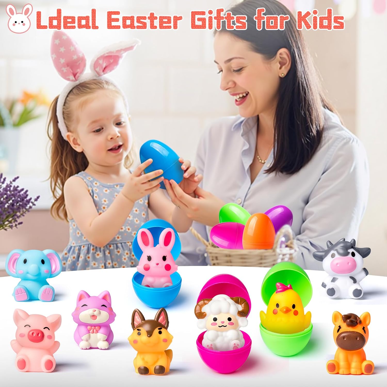 Prefilled Easter Eggs with Toys, 12 Pack Prefilled Easter Eggs with Finger Puppets, Ideal for Easter Egg Hunts, Basket Stuffers, Party Favors, Classroom Prizes, Easter Gifts for Kids Toddlers