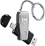 MOSDART Flash Drive OTG 2 em 1 USB 3.0 tipo C de 256 GB com chaveiro, para iPhone 15, 16, 17, telefones Android, iPad, MacBook e laptops, prata
