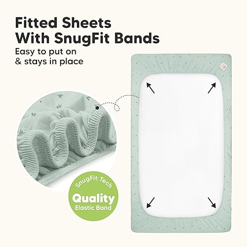 Miniatura 54 de 2-Pack Waterproof Baby Crib Sheets for Boys, Girls - 52x28 Viscose Derived from Bamboo Toddler Bed Sheet Neutral, Fitted Crib Mattress Protector