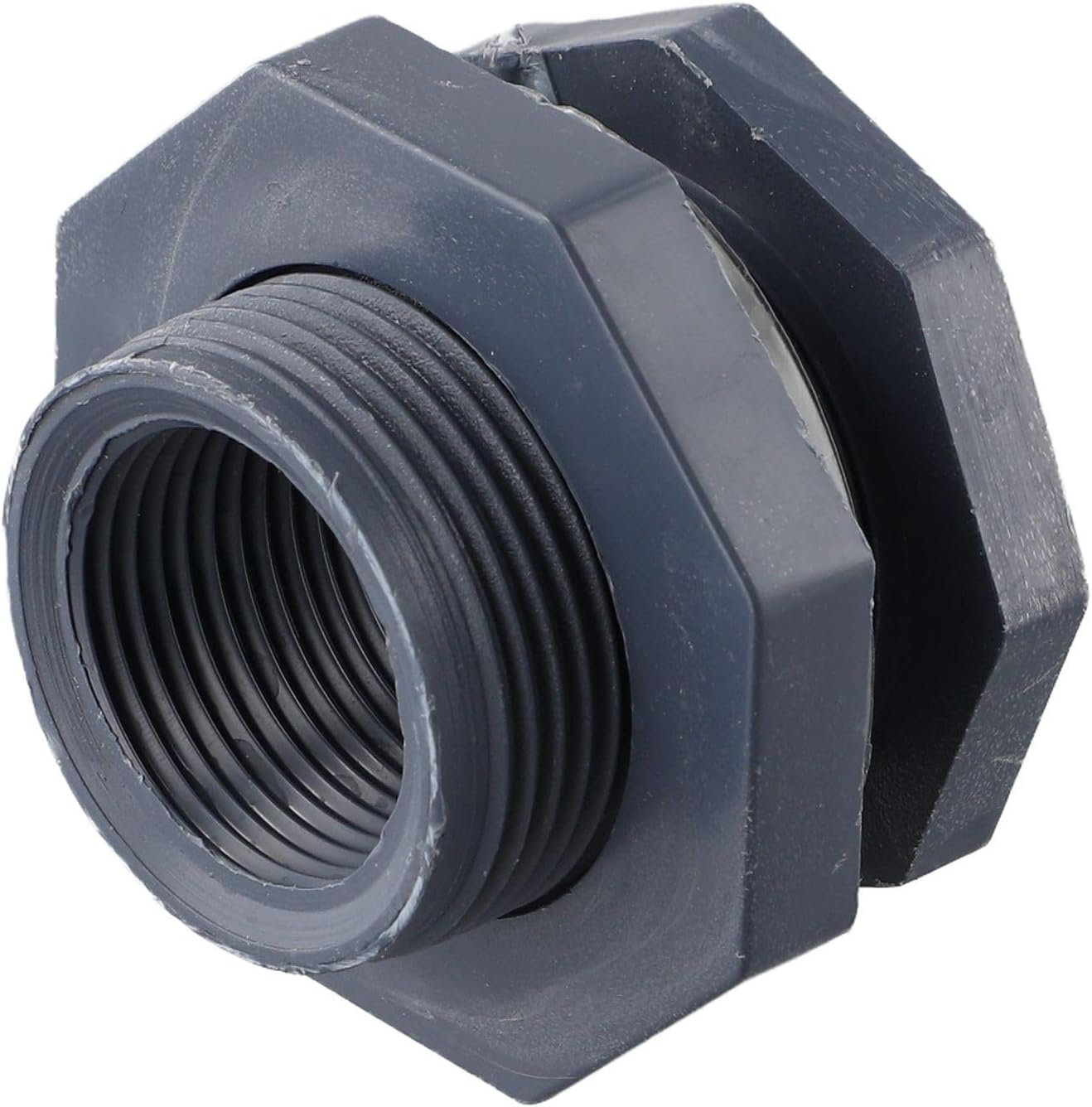 PVC Bulkhead Fitting with Silicone Seal Gasket Joint, Internal Threaded PVC Adapter for Water Tank Overflow Valve, Aquarium Drain Fitting, 3/8 Inch Hole(inch)