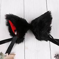 Vista 6 de EVERMARKET Pinza para el pelo de orejas de gato con campana, diadema de anime para cosplay, Negro-interior rojo