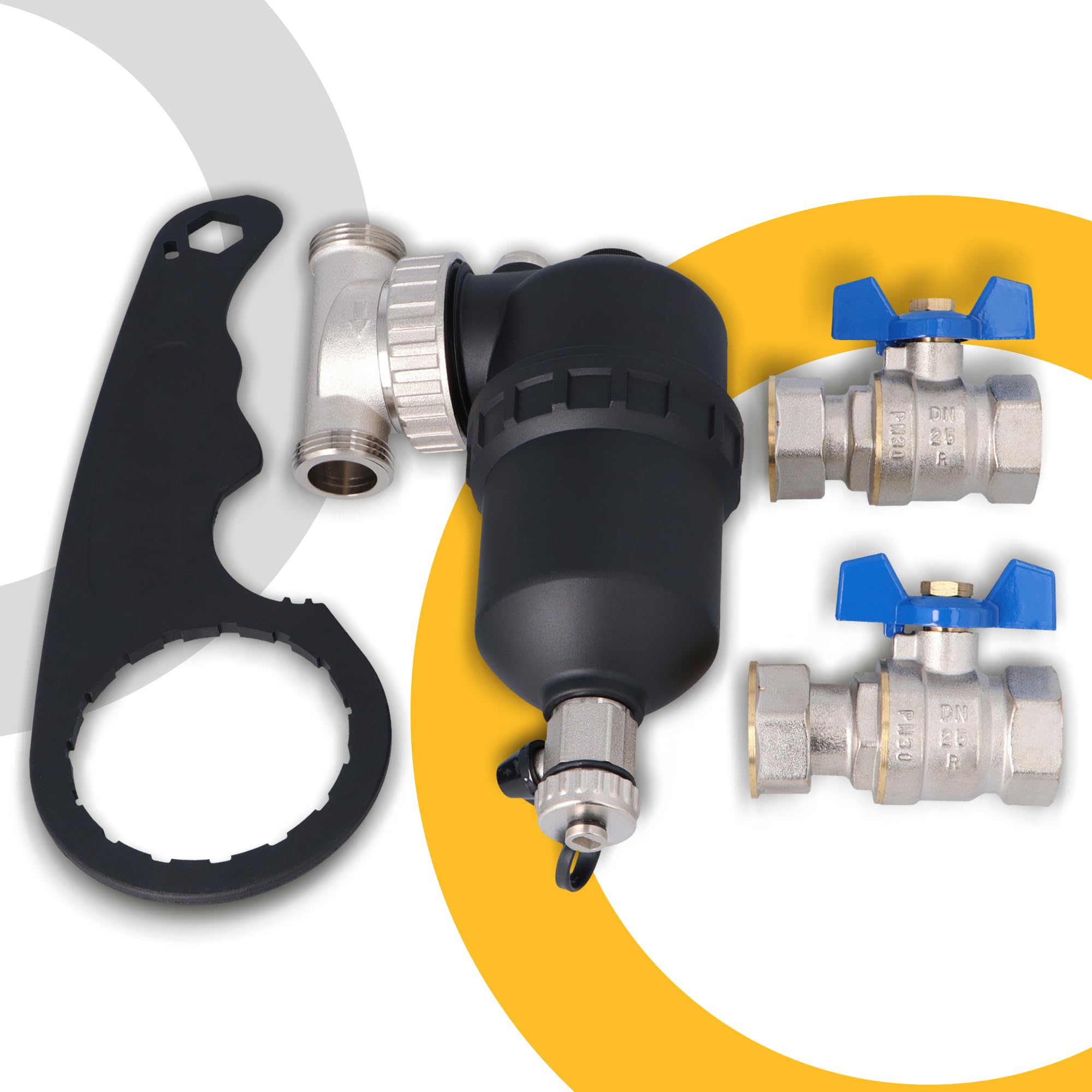 Instalguru Séparateur Boues Magnétique 1 Pouce DN25 Filtre Chauffage Filtration Eau Chaude Purificateur Installation Thermique Aimant Neodyme Anticalcaire