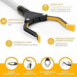 32 Foldable GrabRunner Reacher Grabber with Strong Magnetic Tip for Seniors, Disabled, After Surgery Recovery(Yellow)