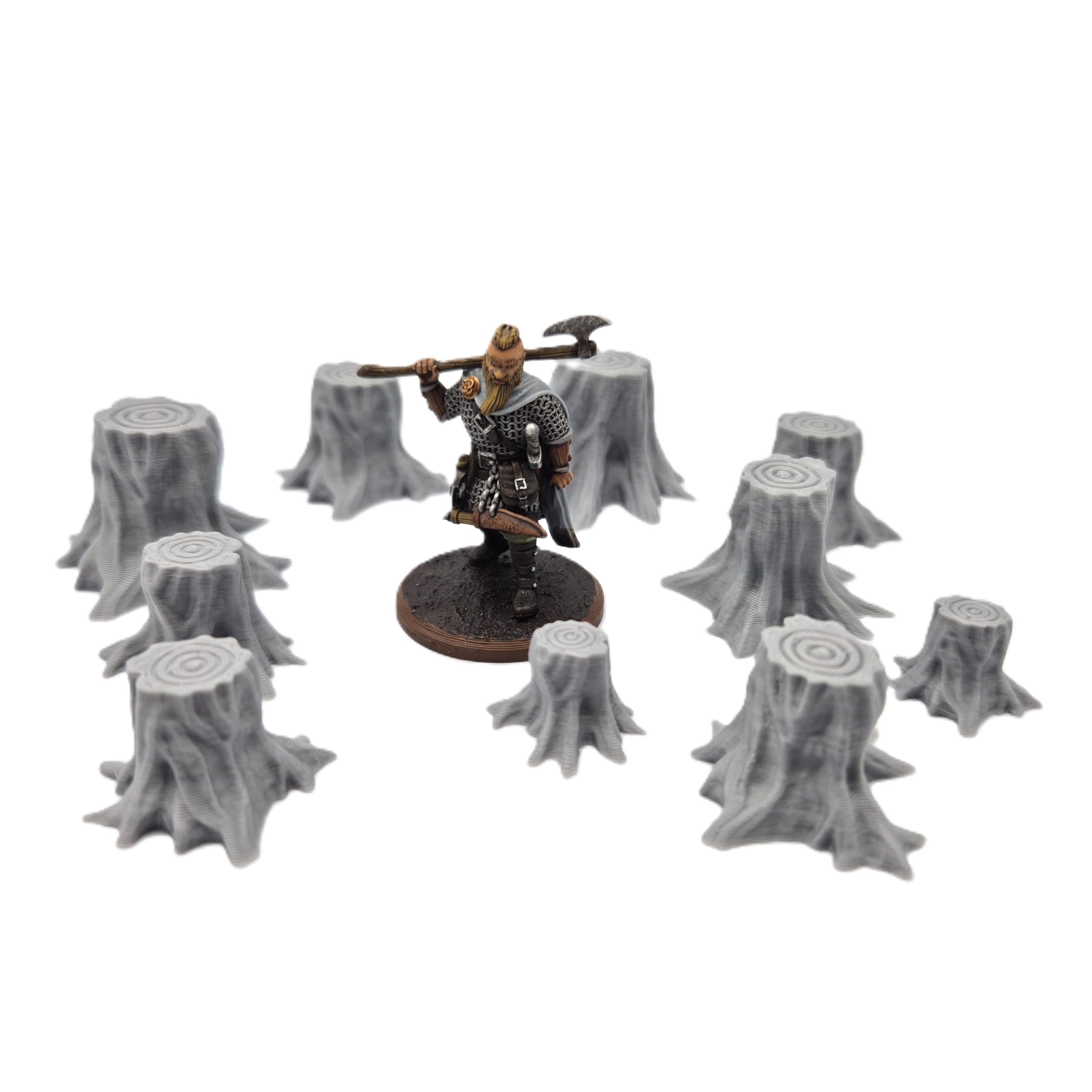 QP3D – Zestaw 10 Pni Drzew, Rozproszony Teren Fantasy do Gier, Sceneria RPG i Bolt, Skala 28–32 mm, Miniatury, Wargaming, Rekwizyty DnD, Wydruk 3D do Malowania