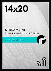 Americanflat 14x20 Picture Frame with Polished Plexiglass - Streamline Collection - Thin Border Picture Frame for Wall Display - Hanging Hardware Included - Black