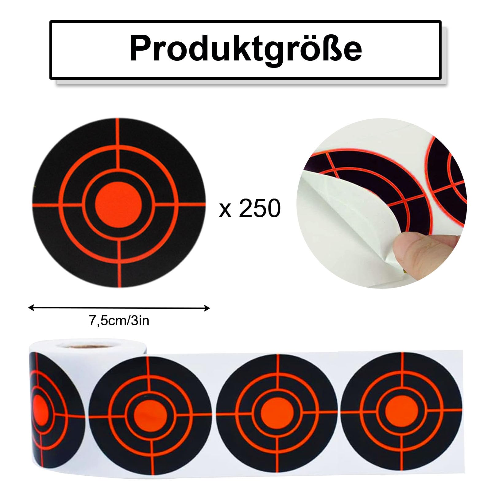 Autocollants Cibles, 250 Pièces Cibles de Tir en Papier Autocollants, Diamètre 7,6 cm Rondes Fluorescent Papier D'étiquette de Tir, Objectif Rondes Réactives, pour Exercices de Réaction(Rouge)