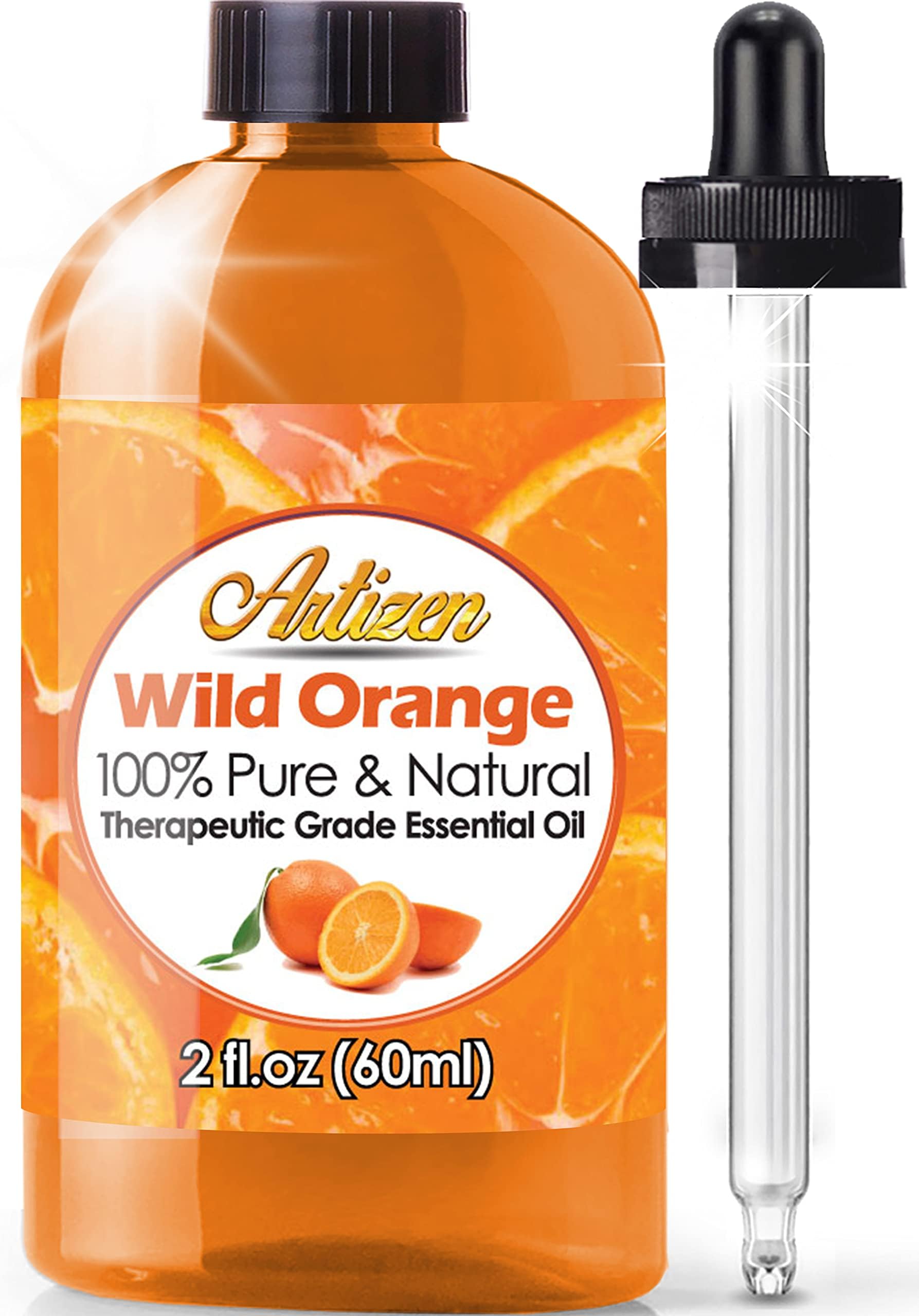 Artizen Wild Orange Essential Oil (100% Pure & Natural - Undiluted) Therapeutic Grade - Huge 2oz Bottle - Perfect for Aromatherapy, Relaxation, Skin Therapy & More!
