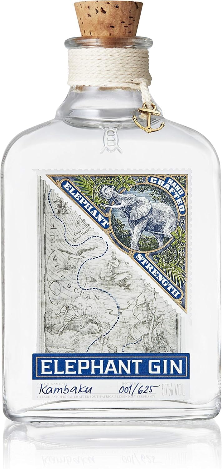 Elephant Gin Navy Strength – Alta Graduación, Ginebra Potente, Gin Intenso para Cócteles, 500 ml