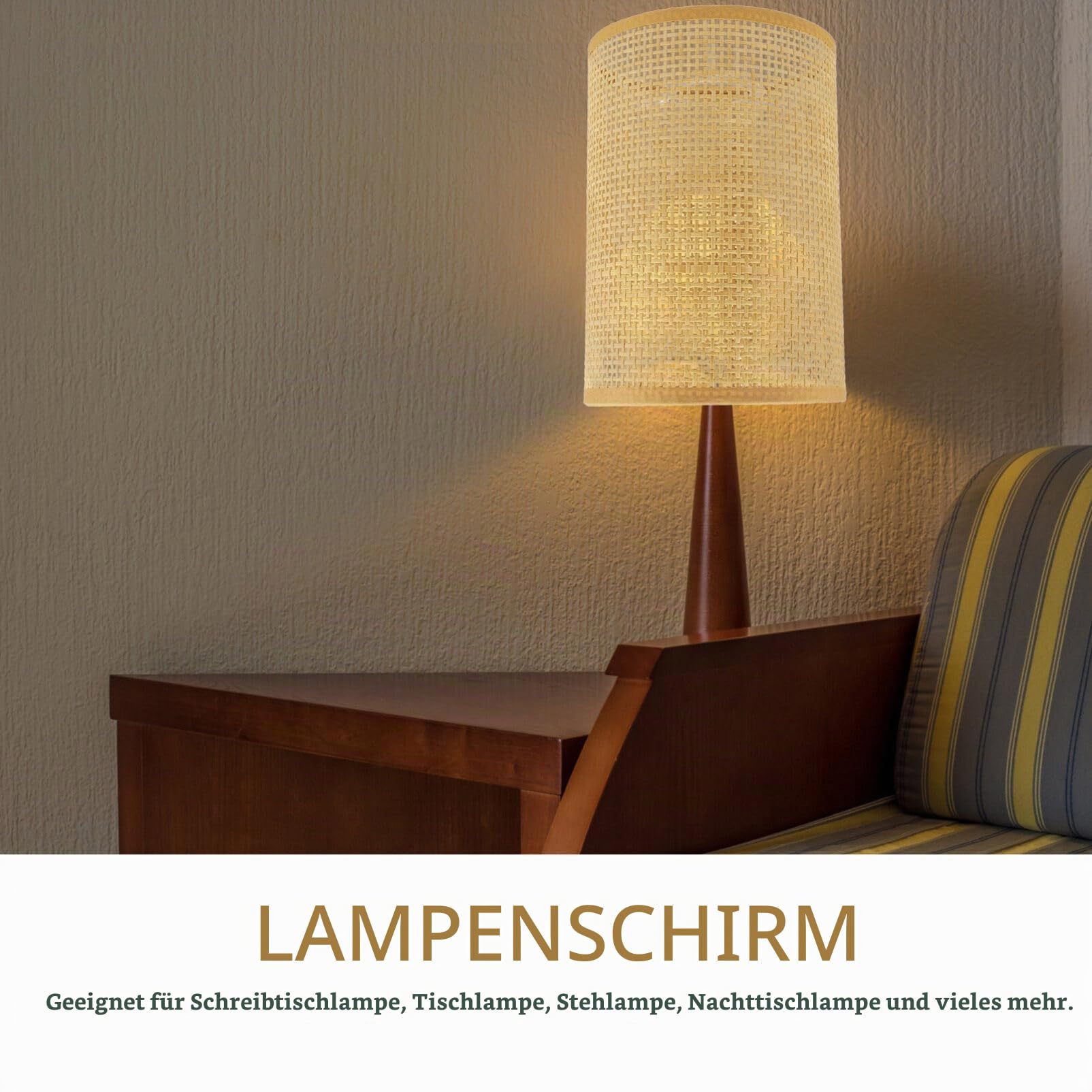 2 St¨¹ Rattan Trommel Lampenschirm Ersatz E27/E14 Kronleuchter Lampenschirm Natur Gewebt Zylinder Lichtabdeckung Tischlampenabdeckung F¨¹r Kronleuchter Stehtischlampen