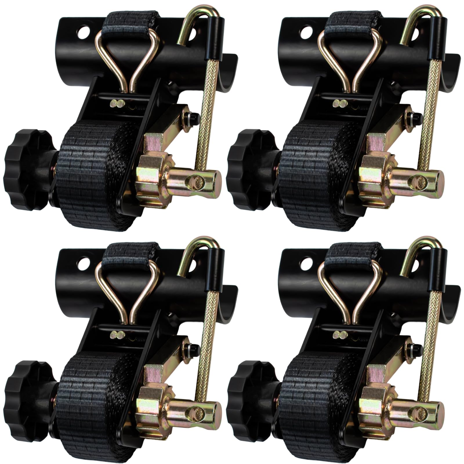 Photo 1 of UMIRO Ladder Rack Ratchet Straps with J-Hook (4 PCS), 1.5" x 7.5', Black
