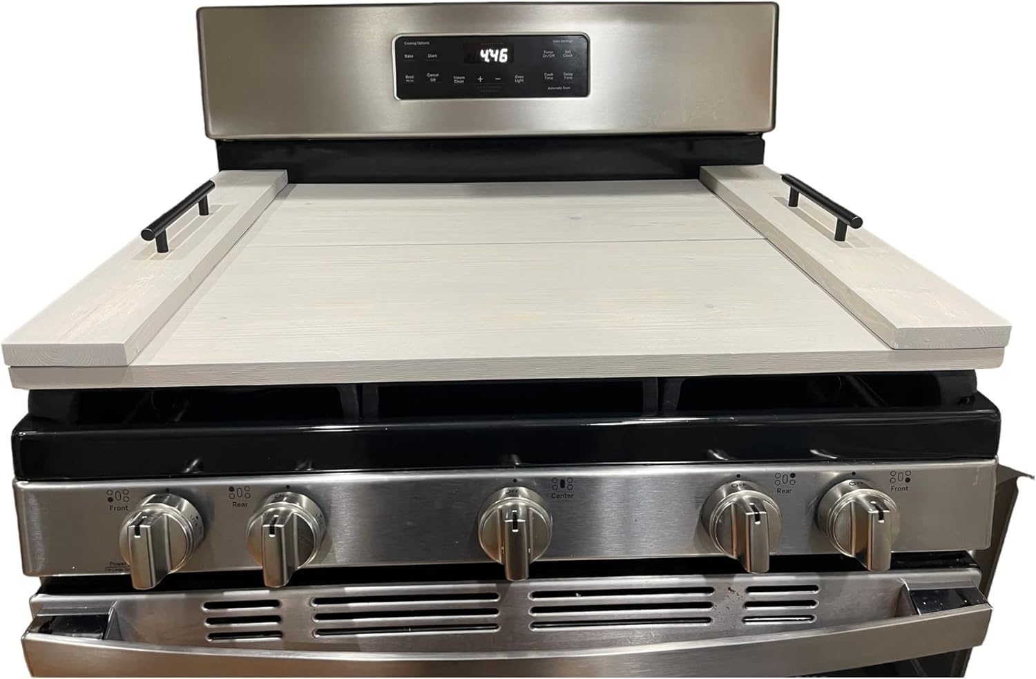 Handmade Industrial Farmhouse Stove Top Cover Noodle Board/Serving Tray with Black Matte Handles (Barn Red)