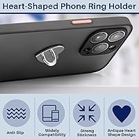 Vista 5 de Moxweyeni 6 soportes para anillo de teléfono celular, gancho adhesivo de corazón para teléfono inteligente, soporte de anillo de dedo de metal