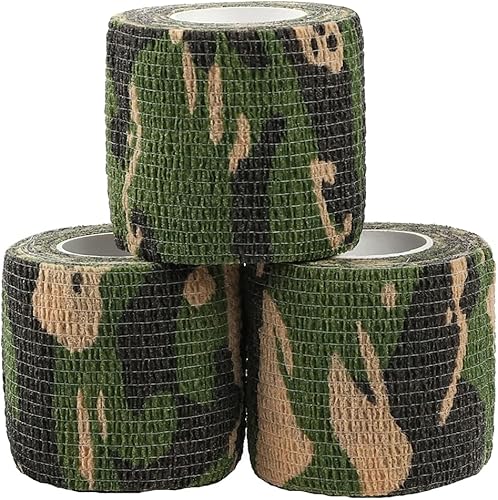 Yoo & Main 12 rollos de cinta adhesiva de camuflaje autoadherente, vendaje cohesivo, envoltura de rifle, escopeta, camuflaje, cinta adhesiva,