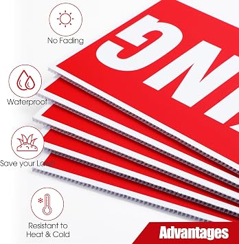 6 Pcs 16 x 12'' Parking Signs with H Stake for Outside Red