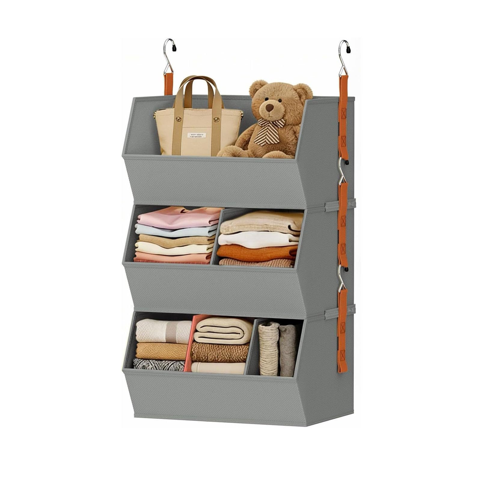 PANGBOER Hanging Wardrobe Shelves Holder with Strengthened Edges and Secure Fastening for Clothes Storage Multi Layer Hanging Shelf